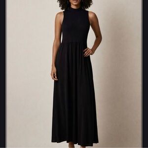 NEW Size XL Simply Vera Black Sleeveless Twofer Mixed Media Sweater Maxi Dress